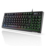 G076 Gaming Tastatur, Mini 90 Tasten Dynamische, Beleuchtete Gaming Keyboard mit RGB-Hintergrundbeleuchtung, 25 Tasten Anti-Ghosting, Deutsches QWERTZ-Lay