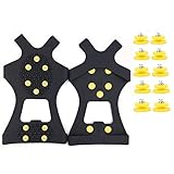 Steigeisen, Eisschneereisengriffe 10 Zähne Gehen Traktion Eiskleidespitzen True Edelstahl Zum Gehen, Joggen, Klettern Und Wandern, Schwarz (Size : S)