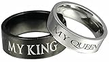 Epinki Verlobungsring Edelstahl, 8mm Ringe Paar Edelstahl Graviert My King, für Männer Junge Teenager, My King-1pcs, Gr.57 (18.1)