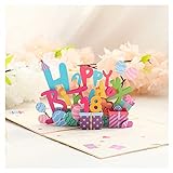 VidFair Pop-Up Karte Handgemachte 3D Pop Up Grußkart mit Umschlag Diy Geburtstagsnummer Geburtstagsgrußkarte für Freundin, Frau, Mutter oder Kinder, Design Für Geburtstag (Alles Gute zum Geburtstag)