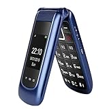 GSM Seniorenhandy Klapphandy ohne Vertrag,Großtasten Mobiltelefon Einfach und Tasten Notruffunktion,2.4 +1.7 Zoll Dual Display Handy für Senioren (Blau)