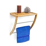 Relaxdays Wandhandtuchhalter mit 3 Handtuchstangen HBT 40 x 38 x 24,5 cm,Holz, Naturb