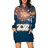 SoLu DAY8 Weihnachtskleid Damen Weihnachtspullover Weihnachtspulli Kleid Weihnachts Kostüm Damen Hoodie Kleid Pullover Langarm Sweatshirts Kapuzenpullover mit Weihnachten Motiv Festlich Partyk