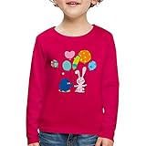 Spreadshirt Die Sendung Mit Der Maus Elefant & Hase Luftballons Kinder Premium Langarmshirt, 110-116, Dunkles Pink