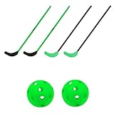 TOOLZ Hockeyschläger Set - Hockeyset mit 4 Hockey Schlägern (108cm lang) + 2 Hockeybällen - Ideal für Straßenhockey oder Hallenhockey Indoor und Outdoor geeig