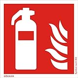 Hochwertiges Feuerlöscher Schild Feuerlöscher-Symbol-Schild F001,Gr.: 200 x 200 mm, Folie selbstklebend rot, Symbol nach ISO 7010 DIN EN ISO 7010