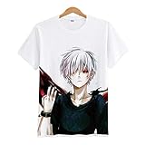 YZJYB Tokyo Ghoul T-Shirt Kurzarm Damen Und Herren Short Sleeve 3D Gedrucktes Rundhalsausschnitt Halbarm Losen Breathable Anime Halbarm Sommer Casual Kleidung,L