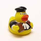 HC-Handel 916600 Vinyl Badeente Richter Gummiente 8 cm gelb/schw