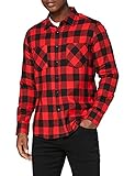 Urban Classics TB297 Checked Regular Fit Herren Freizeit Hemd,Mehrfarbig (Blk/Red), XL