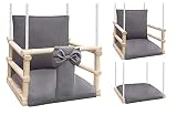 NATILU® Babyschaukel Kinderschaukel Holz, Schaukel für Kinder Garten Indoor Outdoor - EN 71 und CE - Made in EU (WOOD)