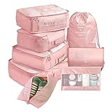 Yiiquanan Multifunktionale Kofferorganizer Set 8-teilig Kleidertaschen Gepäck Organizer,wasserdichte Packwürfel Set,Verpackungswürfel - R