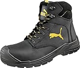 Puma Safety Shoes Borneo Black Mid S3 HRO SRC, Puma 630411-202 Unisex-Erwachsene Sicherheitsschuhe, Schwarz (schwarz/gelb 202), EU 43