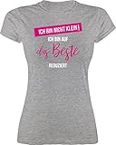Sprüche Statement mit Spruch - ich Bin Nicht klein ich Bin auf das Beste reduziert - M - Grau meliert - Tshirt Damen mit Motiv - L191 - Tailliertes Tshirt für Damen und Frauen T-S