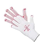 Jah 5040 Baumwolle/Nylon Strickhandschuh 12 Paar Noppen schwer weiß Gr. 10