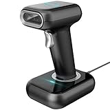 SETSCZY 2D Barcode Scanner Bluetooth, Wireless QR Code Scanner mit Intelligenter Ladestation, 2D Imager mit 1200 mAh Akku, 4 Tagen Dauer, Bildschirm Scannen Unterstü