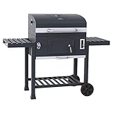 Jamestown Jaxon XL Holzkohle-Grillwagen mit höhenverstellbarer Kohlewanne & Deckelthermometer inkl. Flaschenöffner | Hochwertiger Grill für EIN gelungenes Barb