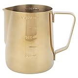 Esenlong Milchaufschäumer Krug Edelstahl Kaffee Milch Aufschäumen Tasse Krug Krug mit Skala Milch Krug für Home Kaffee Latte Art (Gold)