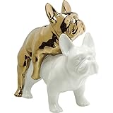 Kare Design Deko Figur Love Dogs, goldener und weißer Hund aus Porzellan, witziges Dekoobjekt, Dekofigur Hunde, Figur, Accessoires, (H/B/T) 17x11x20