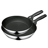 WMF Ceradur Profi Pfannenset 2-teilig, Bratpfanne 24, 28 cm, Cromargan Edelstahl beschichtet, Keramikbeschichtung, Kunststoffgriff, Induk