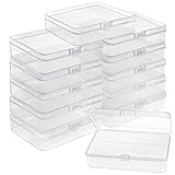 BELLE VOUS Kleine Aufbewahrungsbox Plastik Transparent mit Deckel zum Klappen (12 STK) – 11,2 x 8,3 x 2,8 cm Mini Plastik Boxen für Kleine Perlen, Pillen, Schmuck, Schrauben Sortierbox, Bastelzubehö