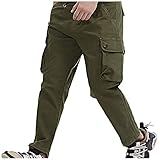 KIMODO Cargohose Jogginghose Activewear Herren Sporthose Casual Freizeithose Einfarbige Hose Slim Fit Trainingshose Fitness Pants mit Mehreren Taschen (C-Armeegrün, 34)