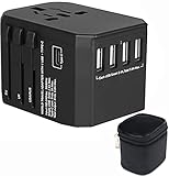 Reiseadapter Reisestecker Weltweit 224+ Ländern 5.6A Fast Charge Universal Travel Adapter mit 4 USB Ports+Typ C und AC Steckdosenadapter Internationale Reiseadapter für USA Europa UK Australien Usw