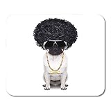 Mauspads haustier schwarz absurd gangster cool afro hund wit goldkette und sonnenbrille haar brille mauspad für notebooks, Desktop-computer matten bü