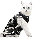 Dotoner Katzenbody Nach Op Anti-leckende für Katze Body Operation Haut-Krankheit Recovery Body Katze Kleidung Nach Kastration E-Halsband Alternative für Katzen Hunde (L, Camouflage)