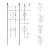 Relaxdays Rankgitter 2er Set, Metall, 180 x 50 cm, Rankhilfe Garten, Vintage, verzierte Spitze, zum Stecken, dunkelgrü