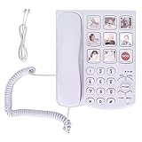 Jeankak Schnurgebundenes Telefon mit Großen Tasten für Senioren, 9 Bildtasten und Freisprecheinrichtung Schnurgebundenes Standardtelefon für Privatnummer/SOS-Nummer/Bestellnummer für M