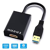 GANA USB zu HDMI Adapter, USB 3.0/2.0 zu HDMI Audio Video Adapter, HD 1080P Video Grafikkabel Konverter für PC, Laptop HDTV TV kompatibel mit Windows XP/10/8/7 - Schw