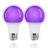 Bonlux Schwarzlicht Glühbirne UV E27，385-400nm UVA Level，Light Bulb, UV Beleuchtung Partylicht für Party, Keller, Disco, Club, Bar, Neonfarben，5W, 2pack [Energieklasse A+]