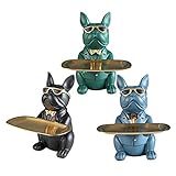 WJBABJ Kühle Hundefigur Bulldogge Shape Storage Tray Münze Home Dekorationen Figur (Color : Green)