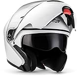 MOTO Helmets® F19 „Matt White“ · Motorrad-Helm · Klapp-Helm Modular-Helm Flip-up Integral-Helm Motorrad-Helm Roller-Helm Sport · ECE 22.05 Sonnenvisier Schnellverschluss Tasche XL (61-62cm)