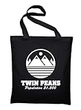 Styletex23 Twin Peaks Welcome Jutebeutel Baumwolltasche, schw