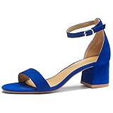 Herstyle Sunday Damen Offener Zehenbereich Knöchelriemen Block Chunky Niedrig Absatz Sandalen Bequeme Büro Pumps Schuhe, königsblau, 37.5 EU