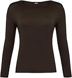 WearAll - Damen T-Shirt Langarm Top - Braun - 40-42