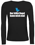 Shirtstreet24, Der frühe Vogel kann mich mal, Lady/Girlie Longsleeve Langarm T-Shirt, Größe: S,schw