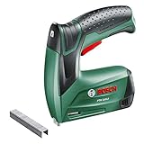 Bosch Akku Tacker PTK 3,6 LI (Integrierter Akku, 3,6 Volt, in Metalldose) + Tackerklammern (1,000 Stück, Typ 53 Länge 10 mm)