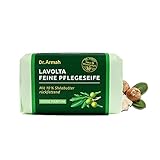 LAVOLTA Feine Pflegeseife natürliche feste Seife Seifenstück für Gesicht, Hände und Körper mit 10% Sheabutter rückfettend 150g – parfümfrei silik