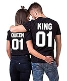 Daisy for U King Queen Shirts Couple Shirt Pärchen T-Shirts Paar Tshirt König Königin Kurzarm 1 Stücke-King1-schwarz-weiß（Herren）-M