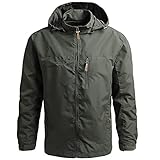 SKYWPOJU Dünn Regenjacke Herren Wasserdicht Atmungsaktiv Leicht mit Kapuze Fahrrad Sommer Windbreaker (Color : Green, Size : M)