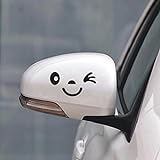2 Stück Lächeln Gesicht Design 3D Aufkleber Dekoration Aufkleber für Auto Seitenspiegel Autorearview Schw