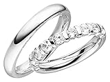 JC Trauringe Silber 925 Paarpreis Eheringe Poliert I Traumhafte Verlobungsringe 3,6 mm I Partnerringe mit Gravur in edler Schatulle I 2 Hochzeitsringe Herrenring & Damenring mit Steinen I LC113