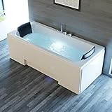 Tronitechnik® Badewanne IOS mit Whirlpool 170cmx75cm, Acrylwanne für Zwei Personen, Whirlpoolwanne mit Armatur, freistehend und vormontiert, Indoor Whirlpoolbadewanne mit LED