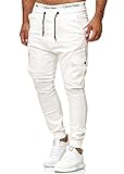 Code47 Herren Chino Jogg Jogger Jeans Slim Fit Cargo Stretch W29-W38 Weiß W31 L32