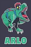 Arlo: School Dinosaur T-Rex Boys Name Dino Dinos Arlo, Lined Journal Composition Notebook, 100 Pages, 6x9, Soft Cover, Matte Finish, Back To School, Preschool, Kindergarten,