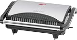 Clatronic MG 3519 Multigrill für beidseitiges, fettfreies Grillen, antihaftbeschichtete Grillplatten, Edelstahlgehäuse, schw