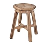 Divero Hocker Sitzhocker Holzhocker Badhocker Duschhocker Schemel – Suar Holz massiv unbehandelt Reine Handarbeit rund - b