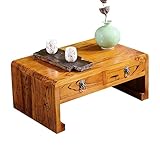 Massivholz Couchtisch Niedriger Tisch, Ulm Holz Couchtisch mit Schubladen, schwimmender Fenstertisch, kleiner Schreibtisch auf dem Bett, Laptop-Schreibtisch ( Color : Brown , Size : 60*40*30cm )